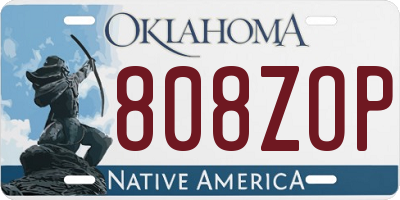 OK license plate 808ZOP