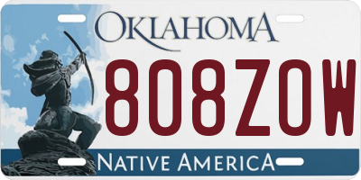 OK license plate 808ZOW