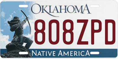 OK license plate 808ZPD