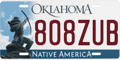 OK license plate 808ZUB