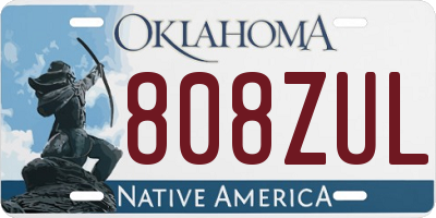 OK license plate 808ZUL