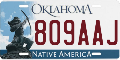 OK license plate 809AAJ