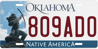OK license plate 809ADO