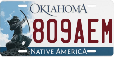 OK license plate 809AEM