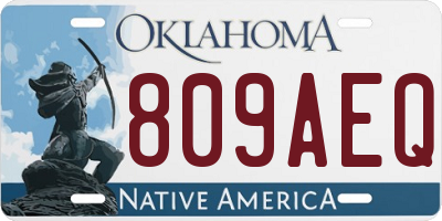 OK license plate 809AEQ