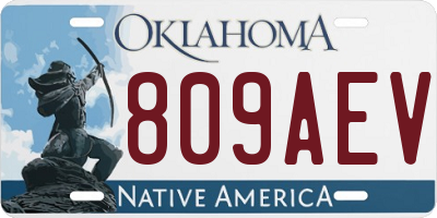 OK license plate 809AEV