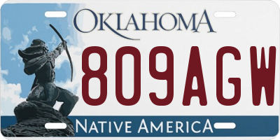 OK license plate 809AGW