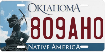 OK license plate 809AHO