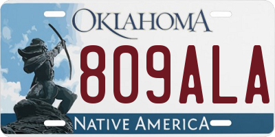 OK license plate 809ALA
