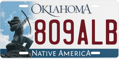 OK license plate 809ALB