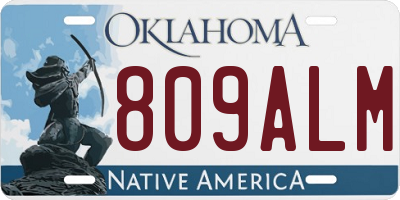 OK license plate 809ALM