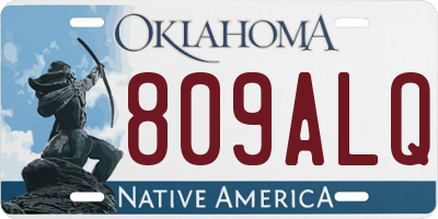 OK license plate 809ALQ