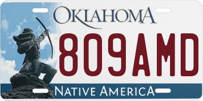 OK license plate 809AMD
