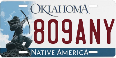 OK license plate 809ANY