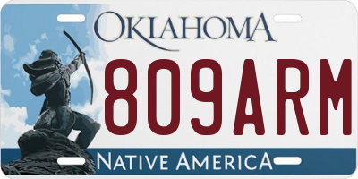 OK license plate 809ARM
