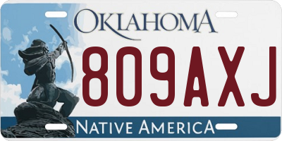 OK license plate 809AXJ