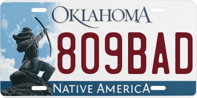 OK license plate 809BAD