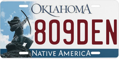 OK license plate 809DEN