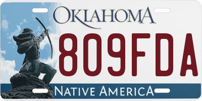 OK license plate 809FDA