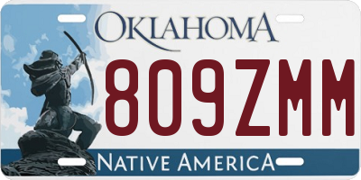 OK license plate 809ZMM