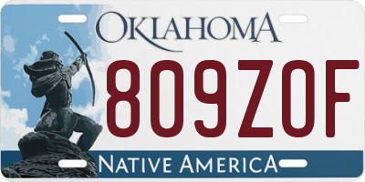 OK license plate 809ZOF
