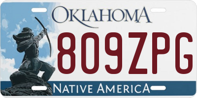 OK license plate 809ZPG