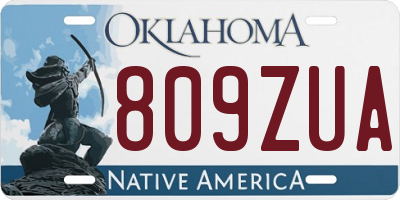 OK license plate 809ZUA