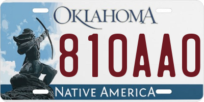 OK license plate 810AAO