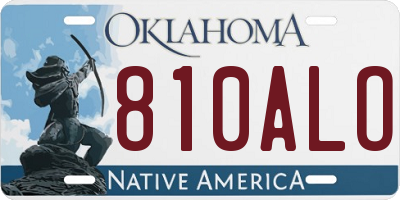 OK license plate 810ALO