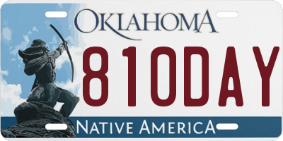 OK license plate 810DAY