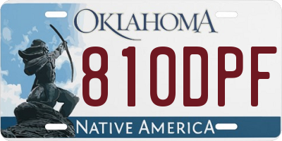 OK license plate 810DPF