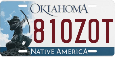 OK license plate 810ZOT