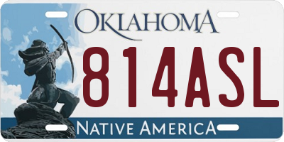 OK license plate 814ASL