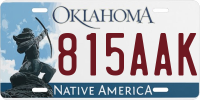 OK license plate 815AAK