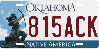 OK license plate 815ACK