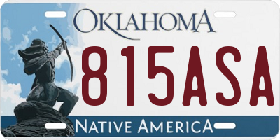 OK license plate 815ASA