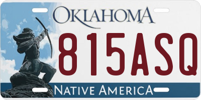OK license plate 815ASQ