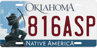 OK license plate 816ASP