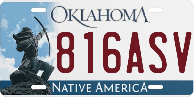 OK license plate 816ASV