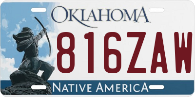 OK license plate 816ZAW