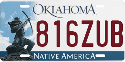 OK license plate 816ZUB