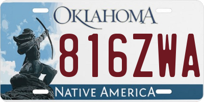 OK license plate 816ZWA