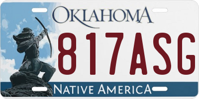OK license plate 817ASG