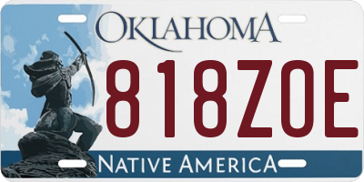 OK license plate 818ZOE