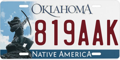 OK license plate 819AAK