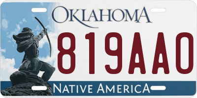 OK license plate 819AAO