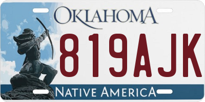 OK license plate 819AJK