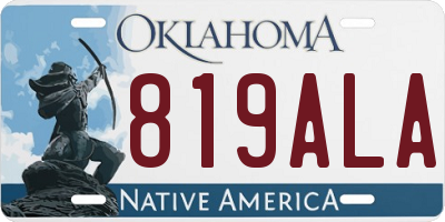 OK license plate 819ALA