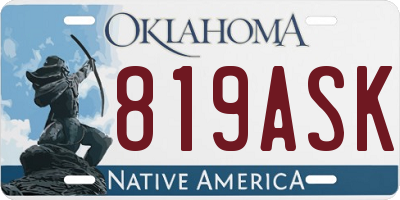 OK license plate 819ASK