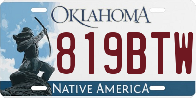 OK license plate 819BTW
